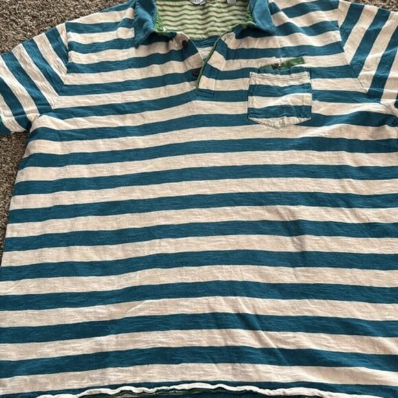 Ted Baker Extra Large White Blue Stripe Short Sleeve Polo - Picture 5 of 7